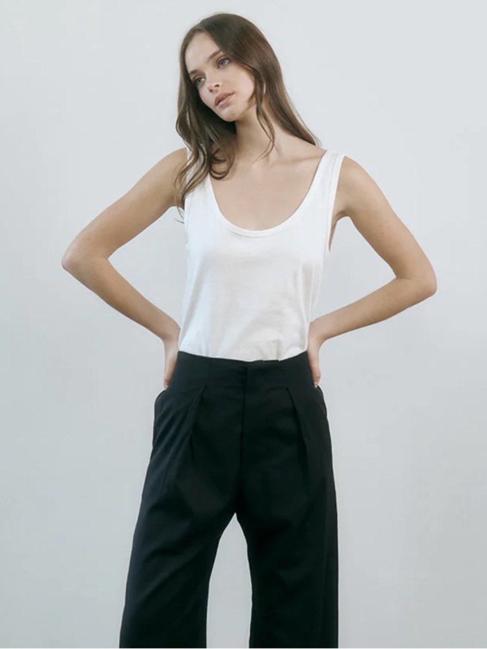 ISO Cecilia Scoop Neck Tank in White